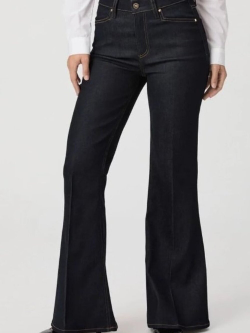 Paige Women’s Charlie Flare Jean High Rise Kira Dark Blue Wide Jean 28 - Picture 3 of 12